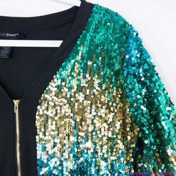 NEW Ashley Stewart green gold blue‎ sequin bodycon dress, 14/16 - Picture 9 of 16